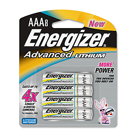Energizer® EA92BP-8 Advanced Lithium General Purpose AAA Batteries, Pack Of 8