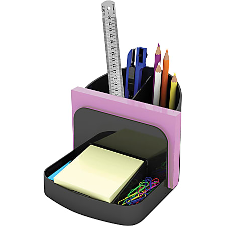 Deflecto Sustainable Office Desk Caddy - 5" Height x 5.4" Width x 6.8" Depth - Desktop - 30% Recycled - Black - Plastic - 1 Each