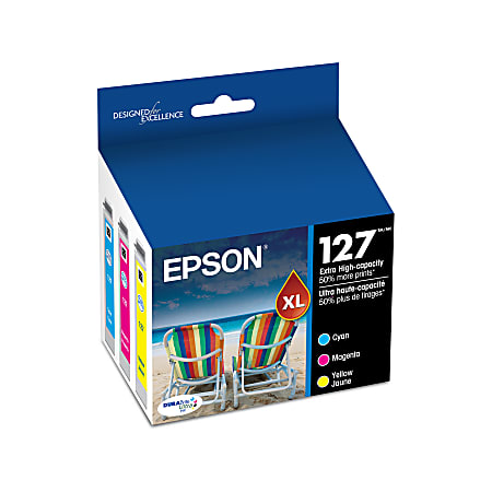 Epson® 127 DuraBrite® Ultra Cyan, Magenta, Yellow Ink Cartridges, Pack Of 3, T127520-S