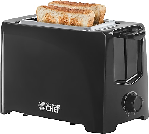 Commercial Chef 2-Slice Toaster, 6-1/2H x 9-7/8W x 5-13/16D, Black