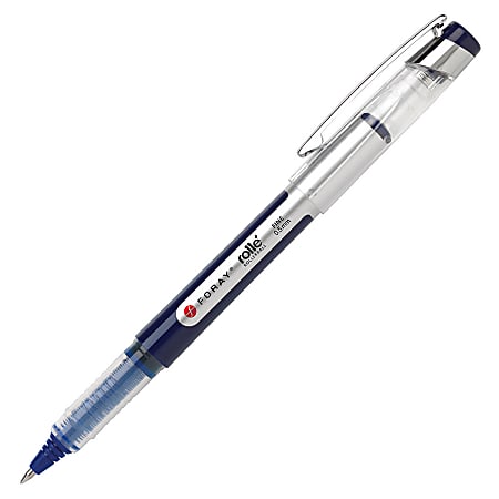 FORAY® Liquid Ink Rollerball Pens, Fine Point, 0.5 mm, Blue Barrel, Blue Ink, Pack Of 4