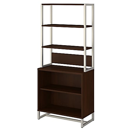 kathy ireland® Office by Bush Business Furniture Method Bookcase With Hutch, Century Walnut, Standard Delivery