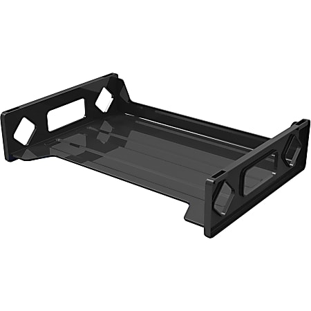Deflecto Sustainable Office Stackable Desk Tray - 2.8" Height x 16.1" Width x 9" Depth - Desktop - Stackable, Sturdy, Eco-friendly, Durable - 30% Recycled - Black - Plastic - 1 Each