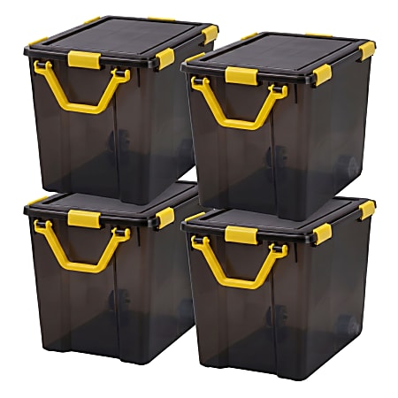 IRIS Plastic Storage Bins with Sealed Lids, 26-Gallon, Black, Total Qty 4