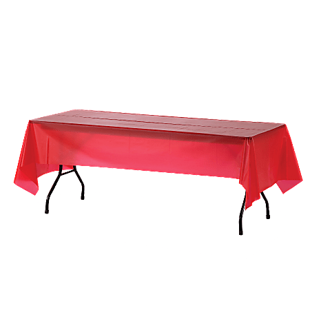 Genuine Joe Plastic Table Covers, 54" x 108", Red, Pack Of 6