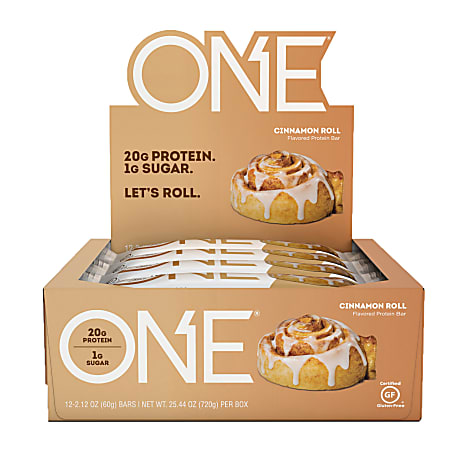 ONE Cinnamon Roll Protein Bars, 2.12 Oz, Box Of 12 Bars
