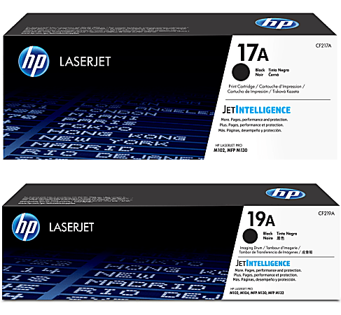 HP 17A/19A Black Toner Cartridge And Black Imaging Drum, CF217A, CF219A