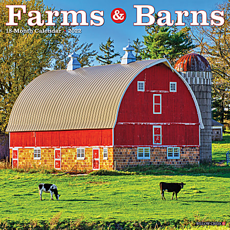 Willow Creek Press Scenic Monthly Wall Calendar, 12" x 12", Farms And Barns, January To December 2022