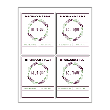 Custom 2-Color Laser Sheet Labels And Stickers, 4" x 5" Rectangle, 4 Labels Per Sheet, Box Of 100 Sheets