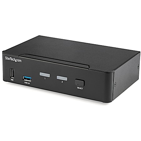 StarTech.com 2 Port DisplayPort KVM Switch - TAA Compliant - 4K 60Hz - 2 Port USB 3.0 Hub - Digital & Analog Audio - TAA compliant 4 port DP USB KVM switch - 2 port KVM controls up to 2 multimedia computers from one DisplayPort workstation - DisplayPort