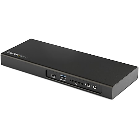 StarTech.com Dual 4K 60Hz Thunderbolt 3 Dock - PCIe M.2 Slot - SD 4.0 Slot - Thunderbolt 3 to DisplayPort - 3x USB Ports - 85W PD - for Notebook/Monitor - 85 W - USB Type C - 3 x USB Ports - Network (RJ-45) - DisplayPort - Thunderbolt - Wired