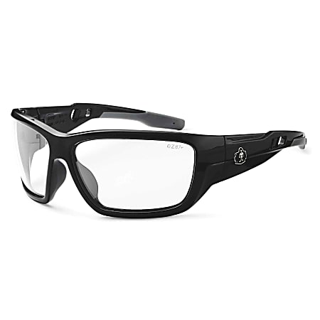 Ergodyne Skullerz Safety Glasses, Baldr, Black Frame Clear