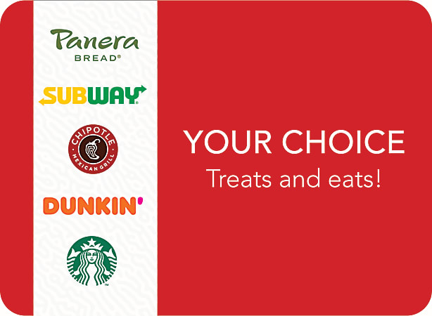 Your Choice Treats & Eats Gift Card, $15