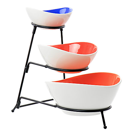 Gibson Home Crenshaw 4-Piece 3-Tier Serving Bowl Set, Assorted Colors