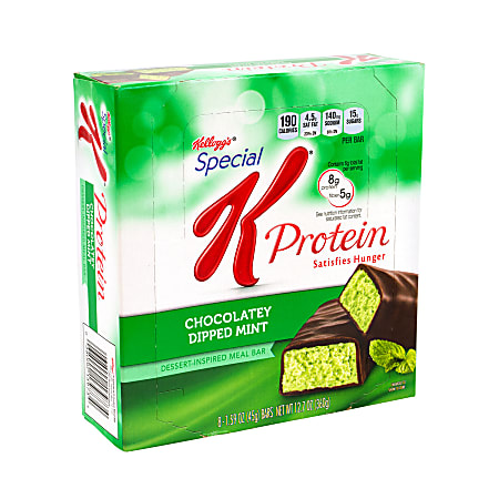Special K Protein Meal Bar Chocolaty Dipped Mint, 1.59 oz, 8 Count, 2 Pack