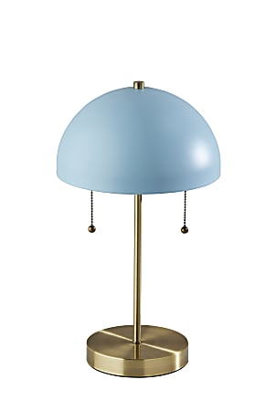 Adesso® Bowie Table Lamp, 18"H, Antique Brass Base/Blue Shade