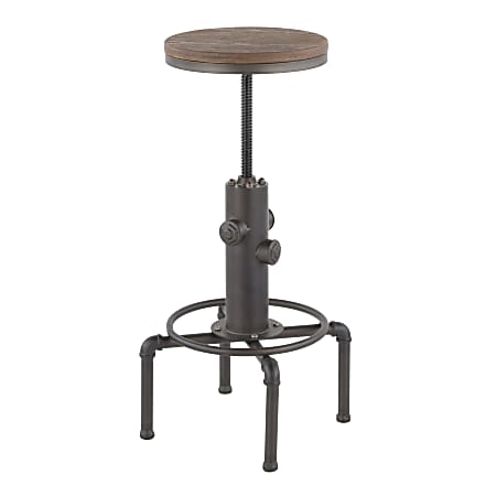 LumiSource Hydra Bar Stool, Antique/Brown
