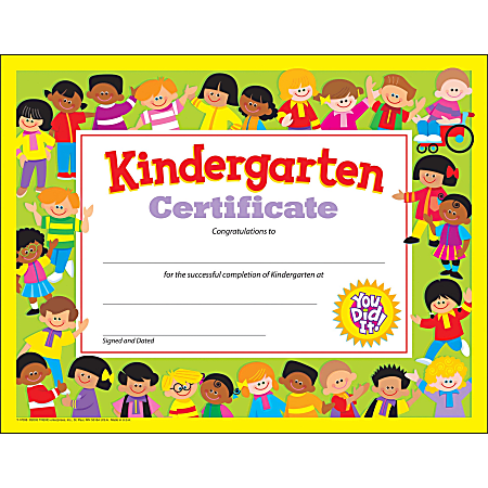 Trend Kindergarten Certificates - "Kindergarten Certificate" - 8.5" x 11" - Multicolor - 30 / Pack