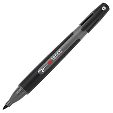 FORAY® Pen-Style Permanent Markers With Soft Grip, Black, Pack Of 12