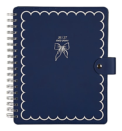 Citrine 12-Month Monthly/Weekly Classic Customizable Twin Loop Planner, 7" x 9-1/4", Navy Bow, July 2026-June 2027, Total Qty 1