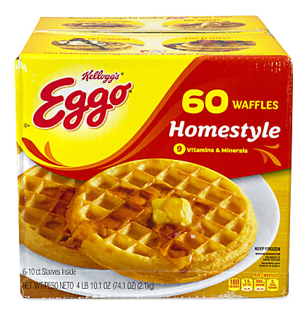 Kelloggs Eggo Homestyle Waffles 10 Waffles Per Pack Box Of 6 Packs Office Depot