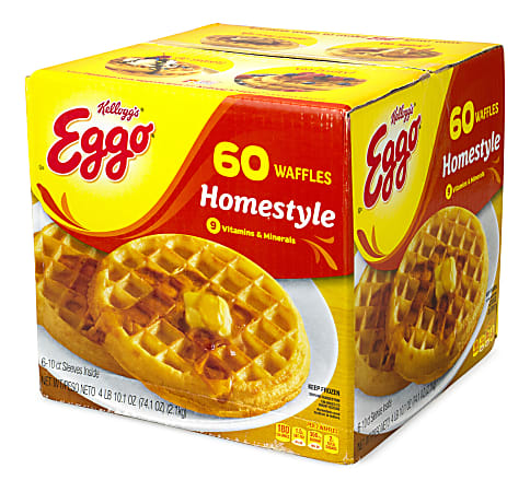 Kelloggs Eggo Homestyle Waffles 10 Waffles Per Pack Box Of 6 Packs Office Depot