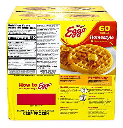 Kellogg's Eggo Homestyle Waffles, 10 Waffles Per Pack, Box Of 6 Packs