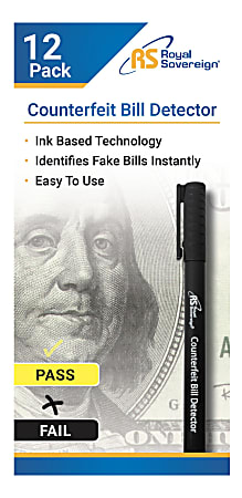 Royal Sovereign 12 Pack of Counterfeit Pens - Ink - Black - 12 / Pack
