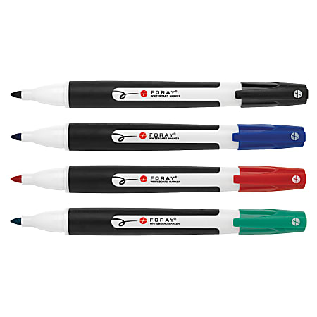 FORAY® Pen-Style Dry-Erase Markers With Soft Grips, Assorted, Pack Of 4