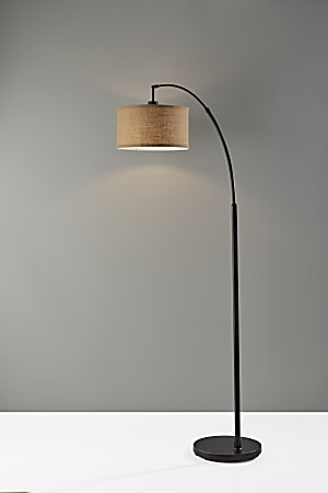 Adesso Simplee Burlap Arc Floor Lamp 68 H Antique Bronze Base Office Depot