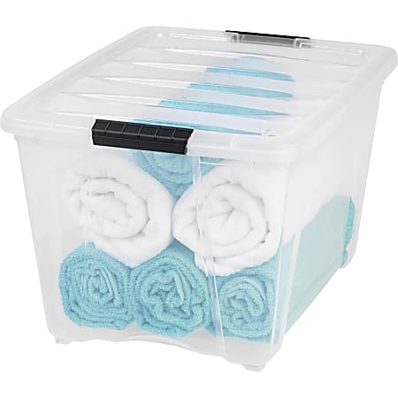 Stackable storage bin with hinged lid, 22L