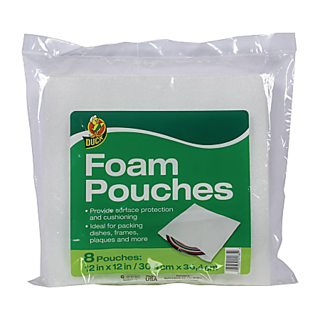 Duck Brand Foam Pouches - 12" Width x 12" Length - 8 Wrap(s) - Non-abrasive - Foam - Clear