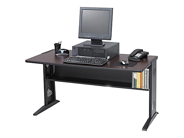 Safco® Reversible-Top Computer Desk, 48"W, Mahogany & Medium Oak/Black