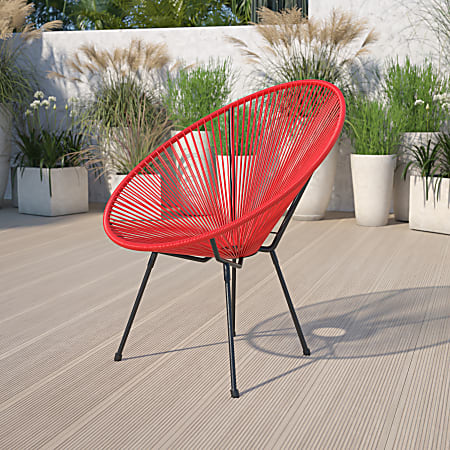Flash Furniture Valencia Oval Comfort Series Take Ten Papasan Lounge Chair, Red/Black