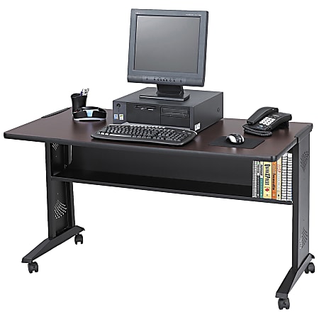 Safco® Reversible-Top Computer Desk, 54"W, Mahogany &