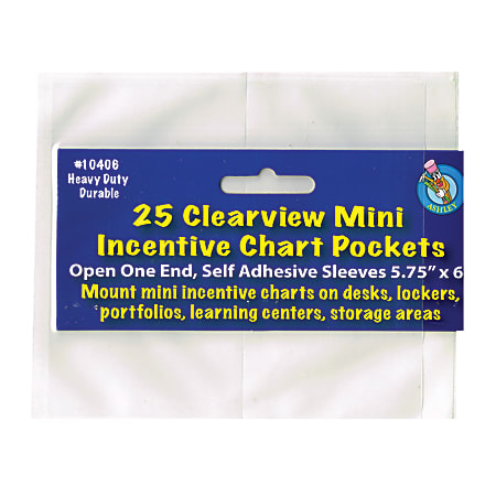 Ashley Productions Mini Incentive Chart Pockets, 5 3/4" x 6", Clear, 25 Pockets Per Pack, Set Of 3 Packs