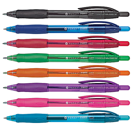 FORAY Soft Grip Retractable Ballpoint Pens Medium Point 1.0 mm Assorted ...