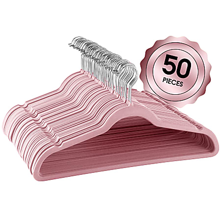 Elama Flocked Velvet Clothes Hangers Pink Pack Of 50 Hangers