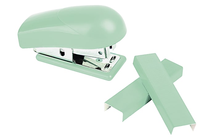 Office Depot® Brand Mini Half-Strip Stapler With Color Staples, Green
