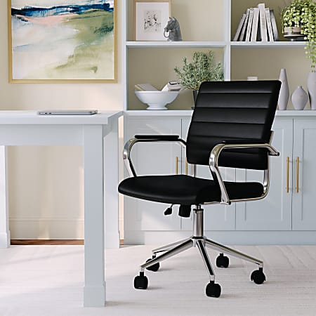 Martha Stewart Piper Faux Leather Upholstered Mid Back Executive