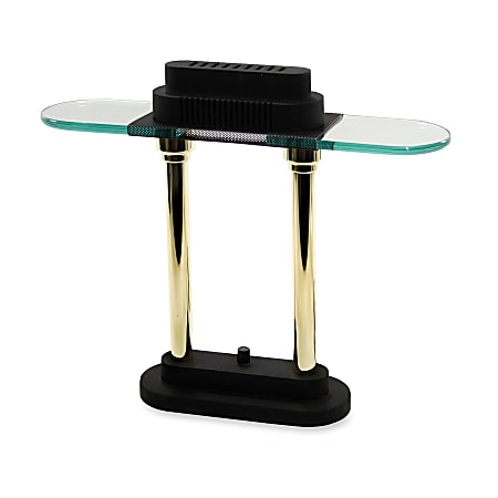 Ledu Halogen Desk Lamp, 16 1/2"H, Black/Brass Poles