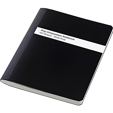 TOPS Poly Cover Composition Book - 100 Sheets - Sewn - 0.34" Ruled Red Margin - 7 1/2" x 9 3/4" - White Paper - Black Cover - Poly Cover - Tear Resistant - 1Each