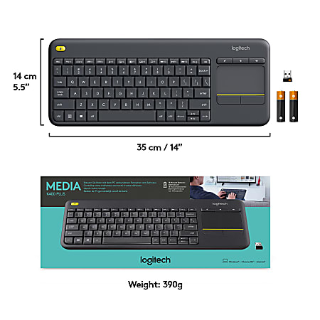 Logitech Wireless Touch Keyboard K400 Plus - keyboard - with touchpad -  QWERTY - US International - black