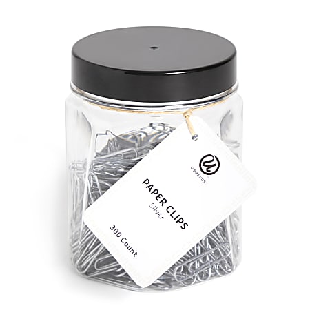 U Brands® Standard Paper Clips, 1-1/4", Silver, Jar Of 300 Clips
