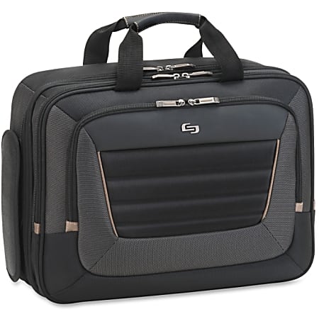 Solo Carrying Case (Briefcase) for 16" Notebook - Black, Tan - Handle, Shoulder Strap