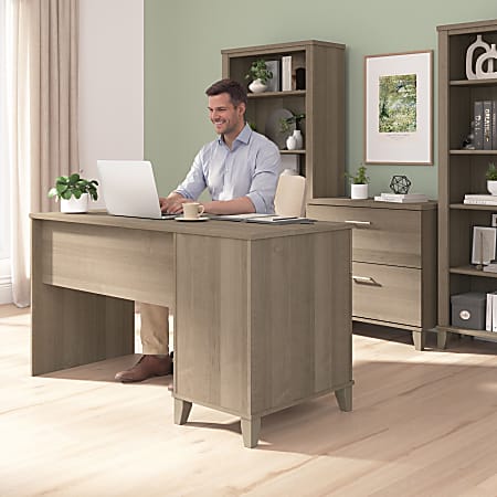 Bush Home Somerset 54 W Office Desk With Drawers Ash Gray Standard