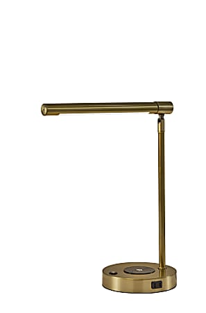 Adesso Dax LED Wireless Charging Desk Lamp, Antique Brass