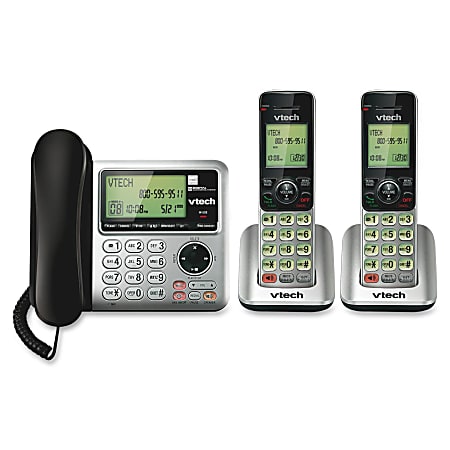 Vtech CS6649-2 2 Handset Corded/Cordless Answering System with CID/CW, Silver/Black