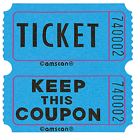 Amscan Double Ticket Roll, 6-1/2"H x 6-1/2"W x 2"D, Blue, 2,000 Tickets Per Roll