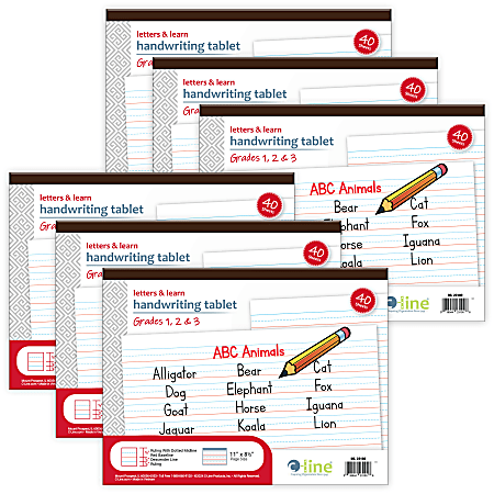 C-Line Letters & Learn Handwriting Tablet, 11" x 8-1/2", 40 Sheets, Pack Of 6